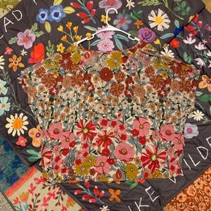 Natural Life Loose Fit, Floral Print Blouse, V Neck